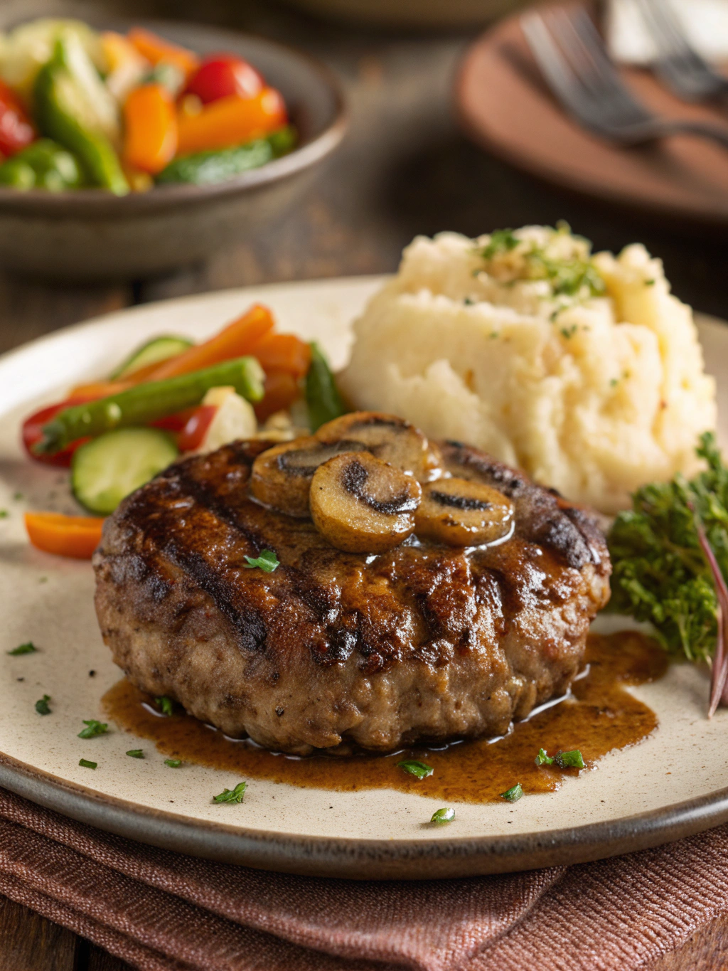 Hamburger steak serving