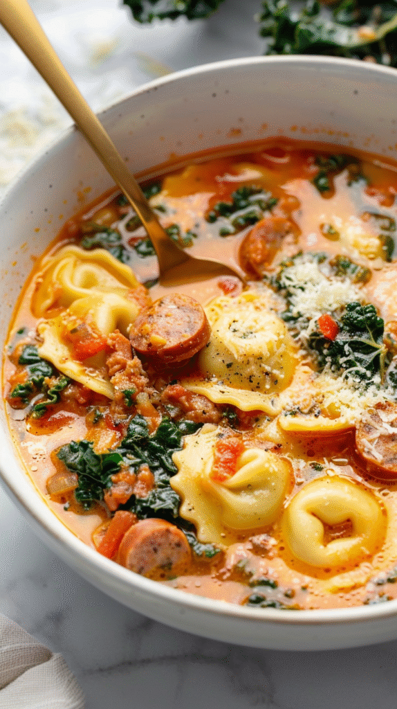Autumn Tortellini Soup with Sausage