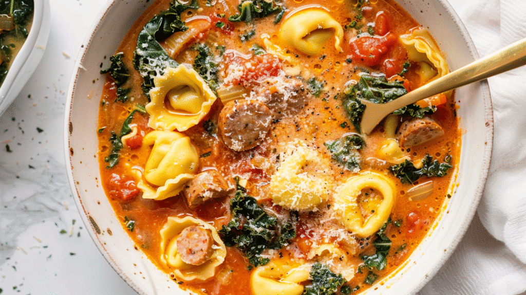 Autumn Tortellini Soup with Sausage