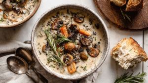 Creamy Mushroom Chicken and Wild Rice Soup