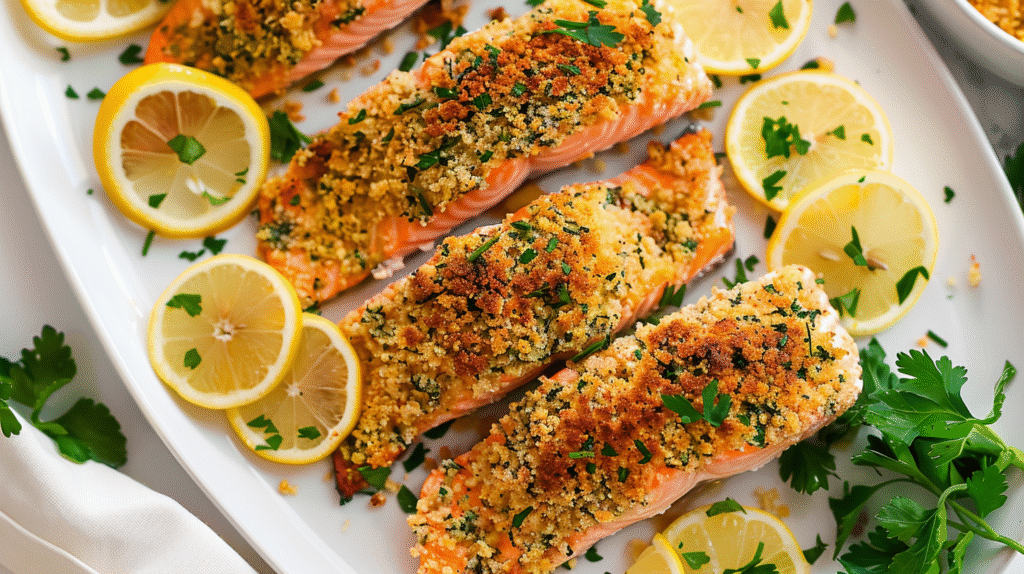 Crispy Parmesan Crusted Baked Salmon