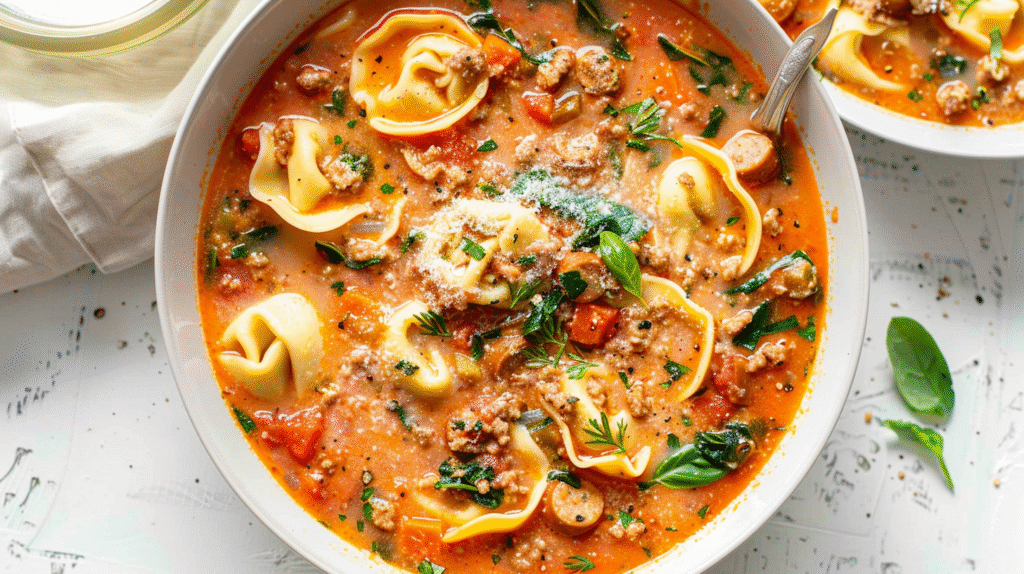 Crockpot Cheese Tortellini and Sausage – Comforting & Creamy