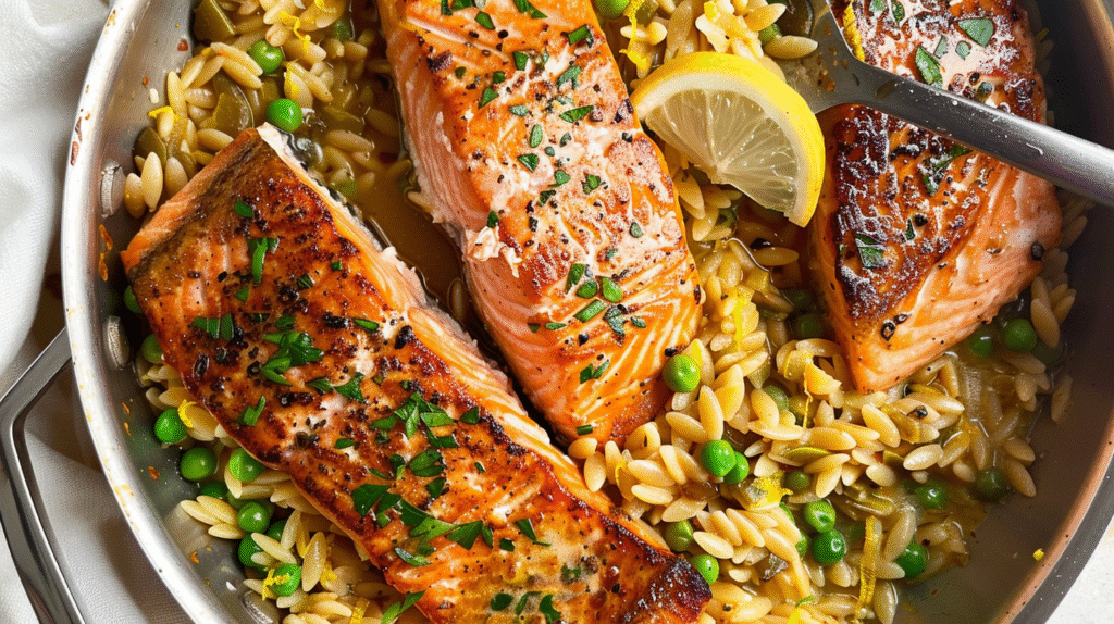 Lemon Orzo with Salmon
