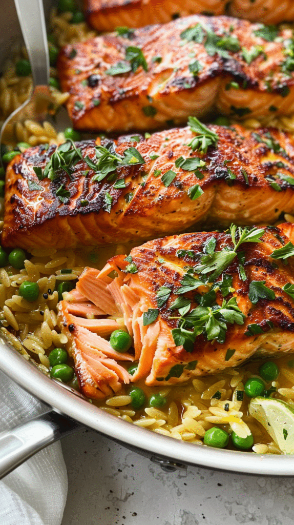 Lemon Orzo with Salmon