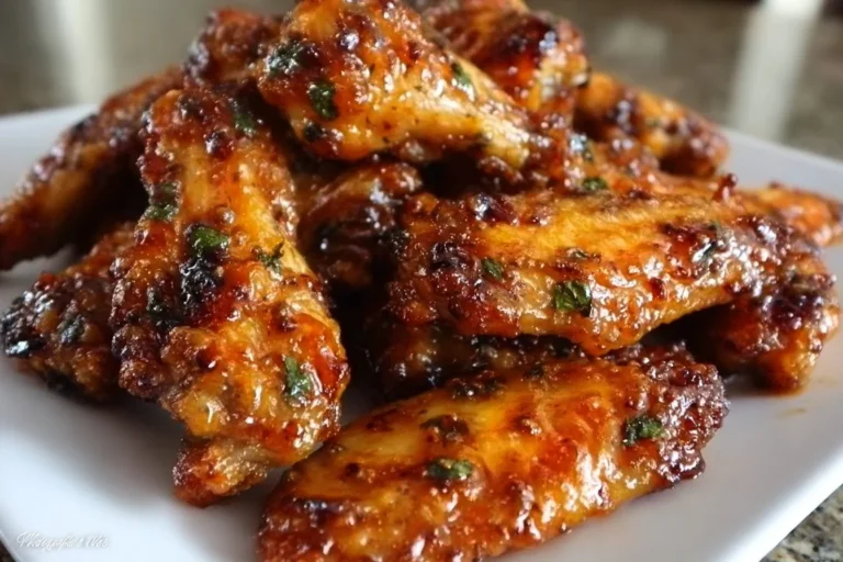 Pineapple-Teriyaki Chicken Wings garnished with sesame and green onions